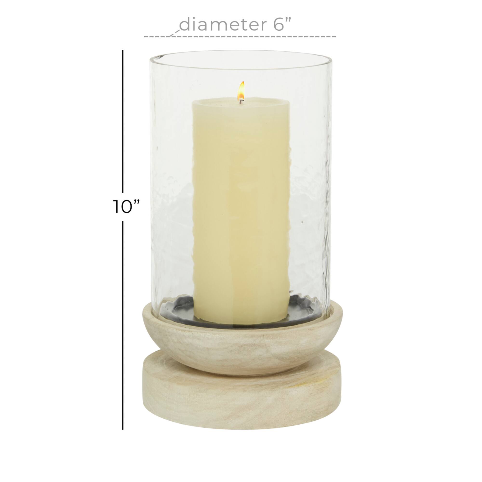 10" Cream Wood Traditional Candle Holder